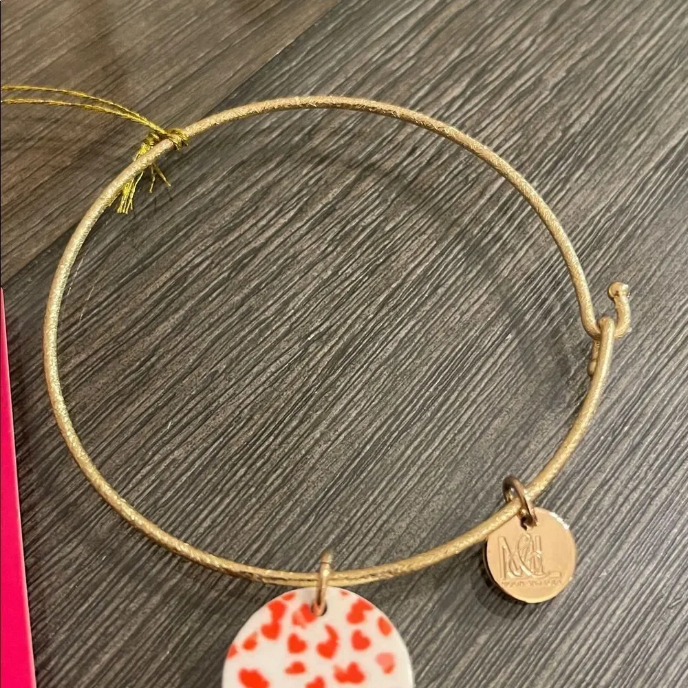 Moon & Lola Gold Bracelet with White Disc with Red Heart Details Valentine’s Day